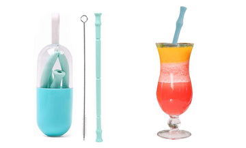 Foldable And Reusable Silicone Drinking Straw With Case